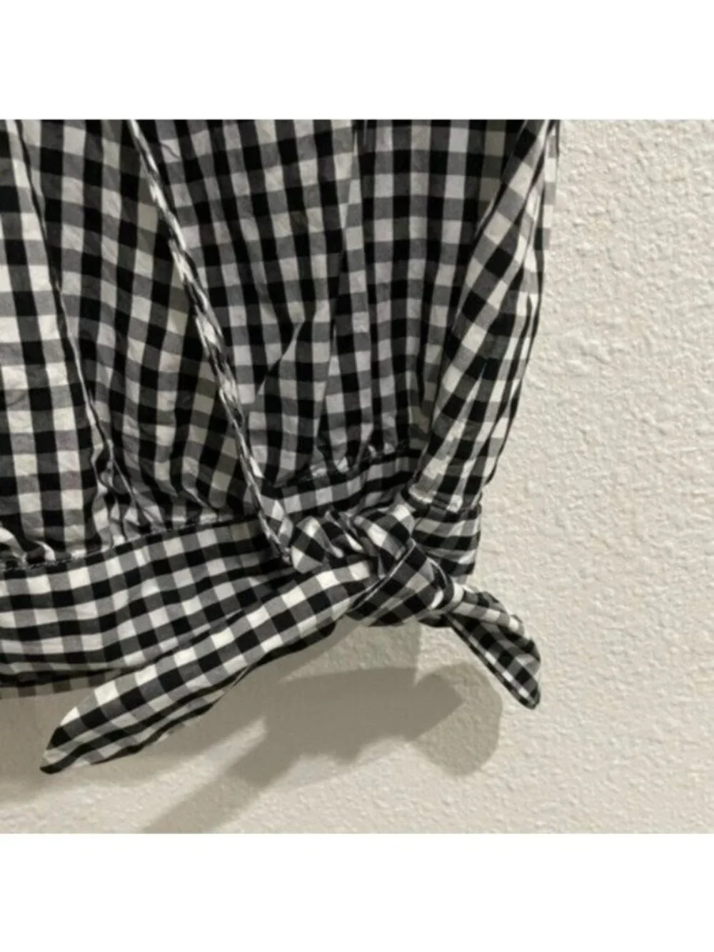 Madewell Gingham Wrap Top Mod Cottagecore Feminine Puff Sleeves